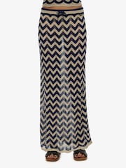 Superdry Black Zig Zag Crochet Knit Column Maxi Skirt - Image 4 of 7