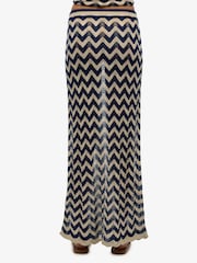Superdry Black Zig Zag Crochet Knit Column Maxi Skirt - Image 5 of 7