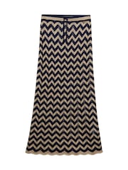 Superdry Black Zig Zag Crochet Knit Column Maxi Skirt - Image 6 of 7