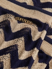 Superdry Black Zig Zag Crochet Knit Column Maxi Skirt - Image 7 of 7