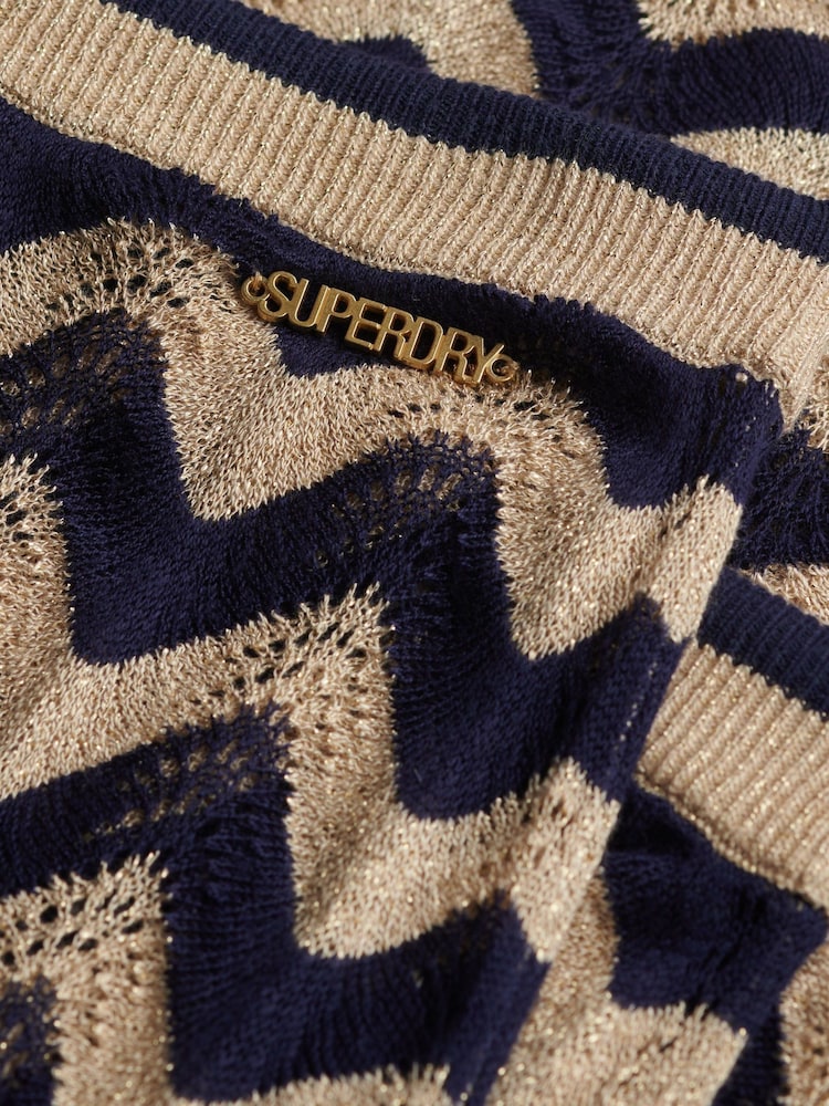 Superdry Black Zig Zag Crochet Knit Column Maxi Skirt - Image 7 of 7