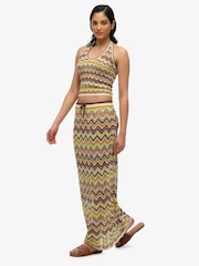 Superdry Yellow Zig Zag Crochet Knit Column Maxi Skirt - Image 3 of 5