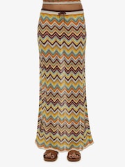 Superdry Yellow Zig Zag Crochet Knit Column Maxi Skirt - Image 4 of 5