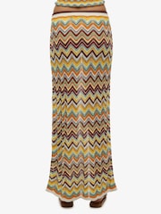 Superdry Yellow Zig Zag Crochet Knit Column Maxi Skirt - Image 5 of 5