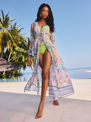 Lipsy Multi Petite Printed Beach Cover-Up Playsuit - Image 1 of 4