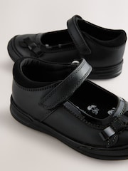 Black Leather Standard Fit (F) Bow Mary Jane School Shoes - Image 5 of 5