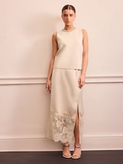 Neutral Stone Embellished Crew Neck Knitted Top - Image 2 of 8