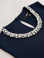Navy Blue Embellished Crew Neck Knitted Top - Image 7 of 8