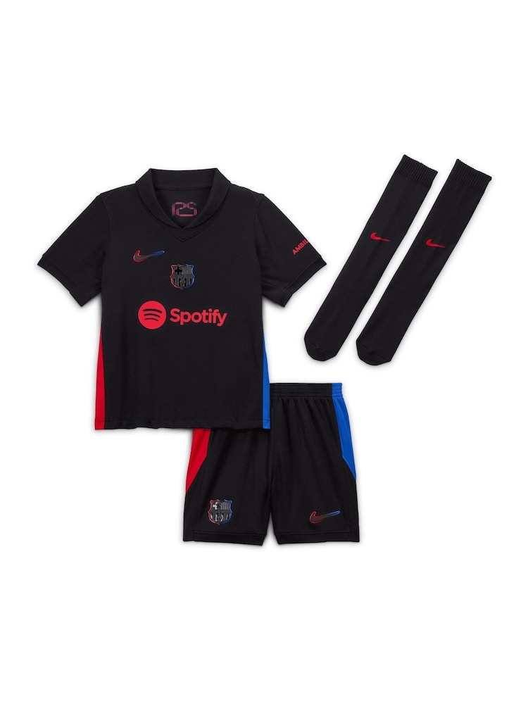 Nike Black Kids Barcelona Away Stadium Mini Kit 2024-25 Little Black Shirt - Image 1 of 4