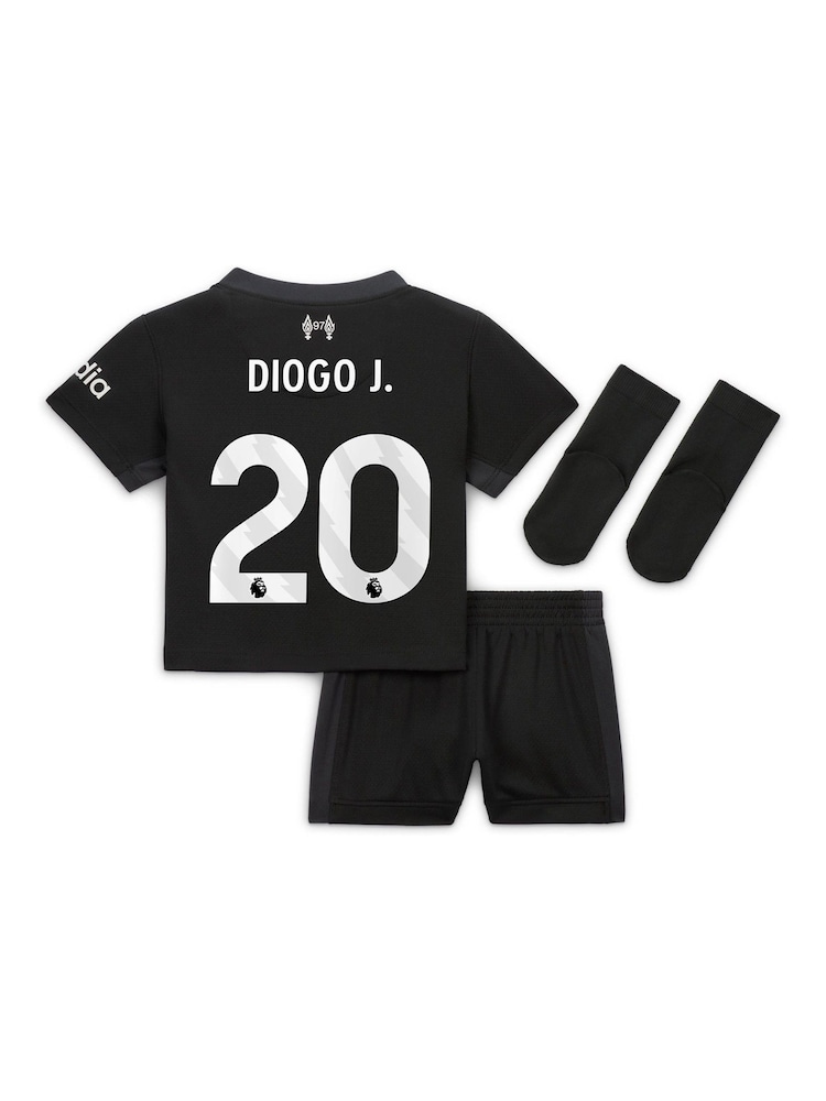 Nike Black Liverpool Away Stadium Mini Kit 2024-25 Infants Diogo J. 20 - Image 2 of 3