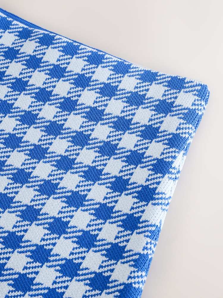 Blue Gingham Check Co-Ord Knitted Mini Skirt - Image 2 of 3 Blue Gingham Check Co-Ord Knitted Mini Skirt - Image 2 of 3