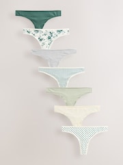 Green Floral Print Thong Rich Knickers 7 Pack - Image 1 of 10