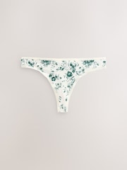 Green Floral Print Thong Rich Knickers 7 Pack - Image 3 of 10