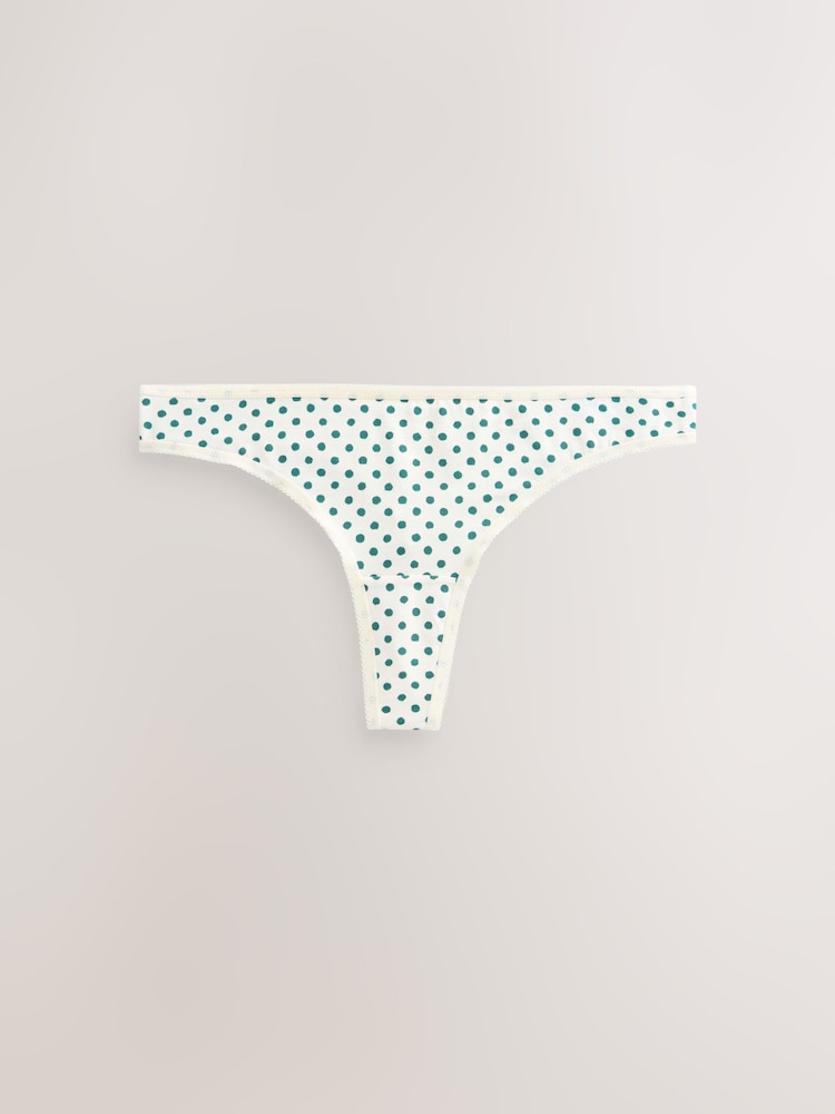 Green Floral Print Thong Cotton Rich Knickers 7 Pack - Image 7 of 10