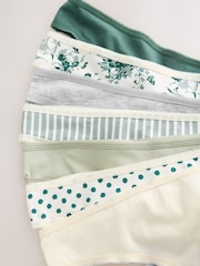 Green Floral Print Thong Rich Knickers 7 Pack - Image 9 of 10