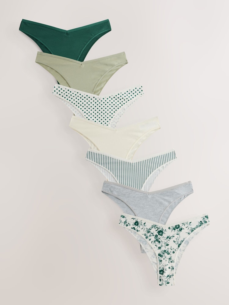 Green Extra High Leg Rich Knickers 7 Pack - Image 1 of 14
