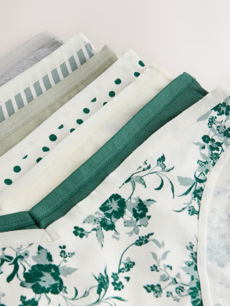 Green Extra High Leg Cotton Rich Knickers 7 Pack - Image 13 of 14
