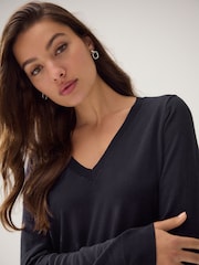 Blue Navy Soft Touch V-Neck Jumper with Cotton - Image 1 of 7