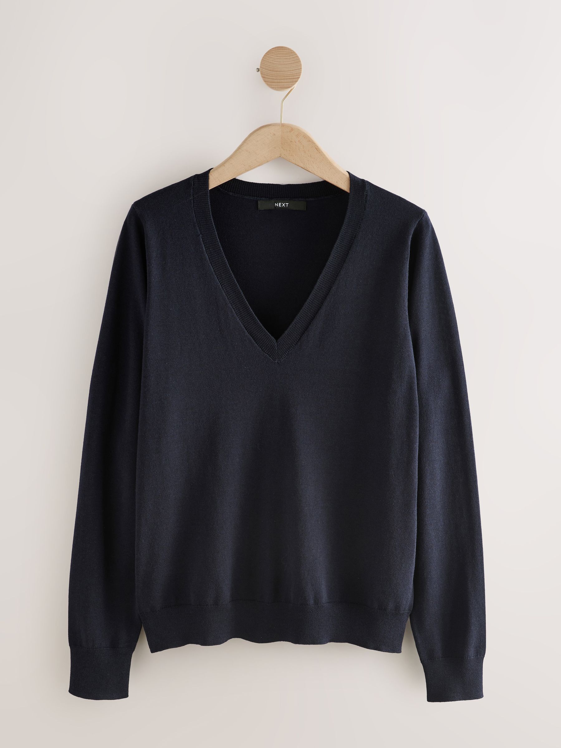 Buy Navy Blue Soft Touch V-Neck Cotton Rich Jumper from Next Canada