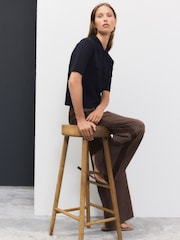 Dark Navy Knitted Polo Shirt With Pockets - Image 2 of 9
