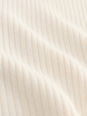 Ecru Ribbed Short Sleeve Knitted Crew Neck Top with Cotton - Image 7 of 7