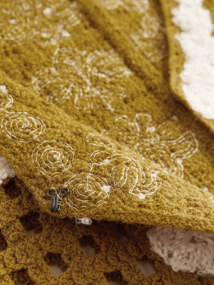 Azeitona verde - Floral Print Crochet Jacket Cardigan - Imagem 9 de 9