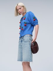 Cereja azul - Cardigan de cotton com botões e short sleeve - Imagem 2 de 7