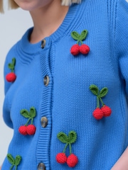 Cereja azul - Cardigan de cotton com botões e short sleeve - Imagem 4 de 7