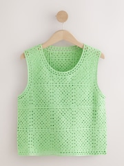 Green Bright Square Crochet Tank with Cotton - Image 7 of 9