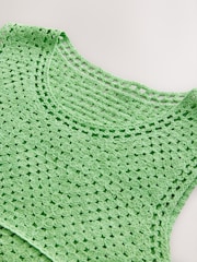 Green Bright Square Crochet Tank with Cotton - Image 9 of 9