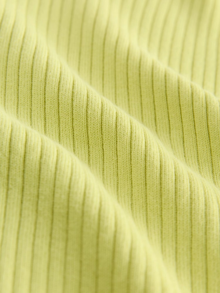 Lime Green Ribbed Short Sleeve Cotton Rich Knitted Crew Neck Top - Image 8 of 8 Lime Green Ribbed Short Sleeve Cotton Rich Knitted Crew Neck Top - Image 8 of 8