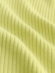 Verde limão - Blusa de malha de cotton rico com short sleeve canelada e Crew Neck - Imagem 9 de 9