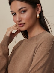 Camel Soft Touch Crew Neck Jumper With Cotton - Image 5 of 8