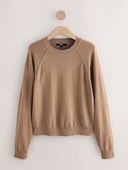 Camel Soft Touch Crew Neck Jumper With Cotton - Image 6 of 8