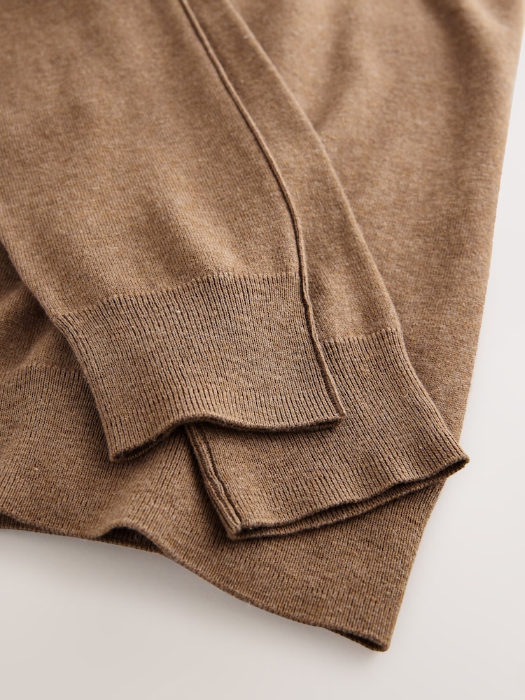 Camel Soft Touch Crew Neck Jumper With Cotton - Image 8 of 8
