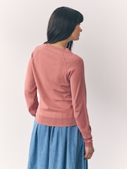 Pink Blush Embroidered Bow Soft Touch Crew Neck Jumper With Cotton - Image 2 of 7