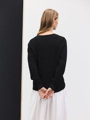 Black Soft Touch V-Neck Jumper with Cotton - Image 3 of 8