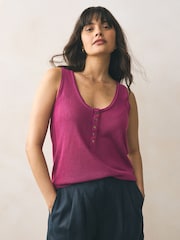 Baga roxa - Regata Henley de malha com Linen - Imagem 1 de 7