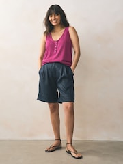 Baga roxa - Regata Henley de malha com Linen - Imagem 2 de 7
