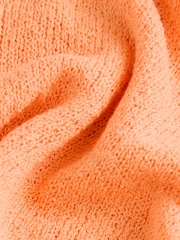 Orange Knitted Textured Crew Neck Short Sleeve Top - Image 5 of 6