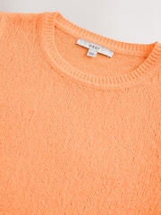 Orange Knitted Textured Crew Neck Short Sleeve Top - Image 6 of 6