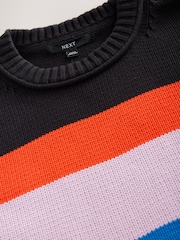 Listra múltipla - Cotton Roll Edge Crew Neck Long Sleeve Jumper - Imagem 2 de 3