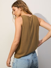 Caqui Verde Oliva - Regata Henley de malha com Linen - Imagem 3 de 8
