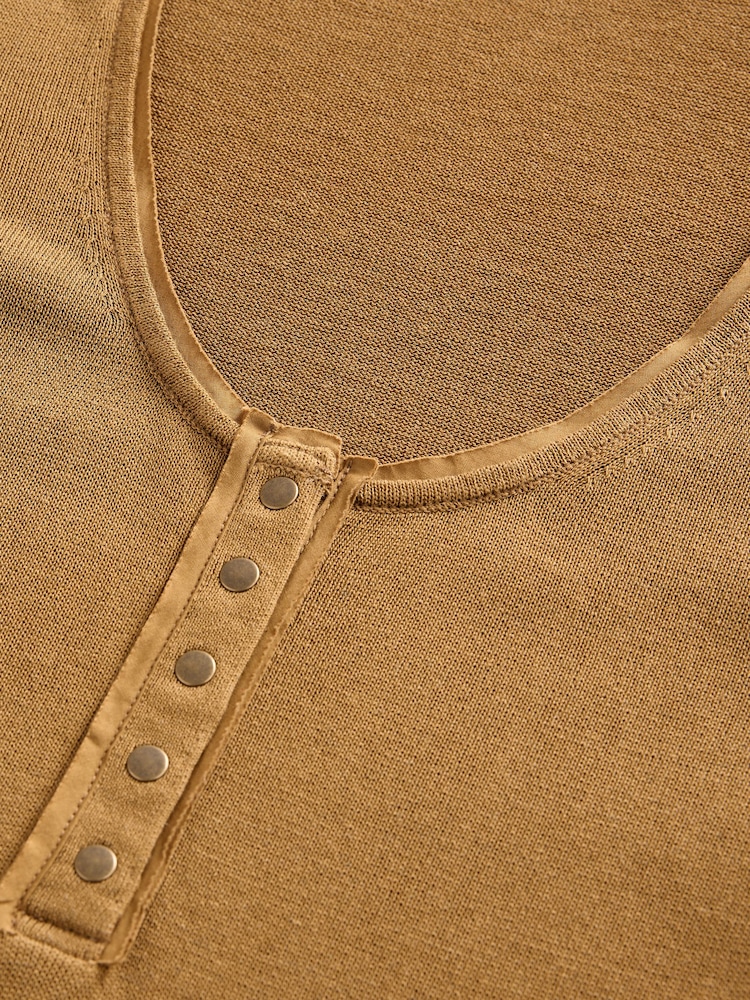 Caqui Verde Oliva - Regata Henley de malha com Linen - Imagem 8 de 8