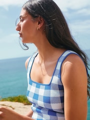 Blau kariert - Gingham Check Co-Ord Knitted Vest Top - Bild 5 von 8