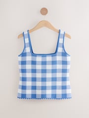 Blau kariert - Gingham Check Co-Ord Knitted Vest Top - Bild 6 von 8