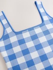 Blau kariert - Gingham Check Co-Ord Knitted Vest Top - Bild 8 von 8