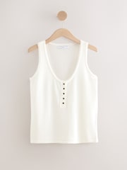 Branco Ecru - Regata Henley de malha com Linen - Imagem 6 de 8
