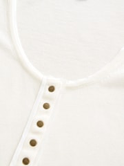 Branco Ecru - Regata Henley de malha com Linen - Imagem 8 de 8