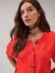 Orange red - Cardigan de cotton com botões e short sleeve - Imagem 5 de 8